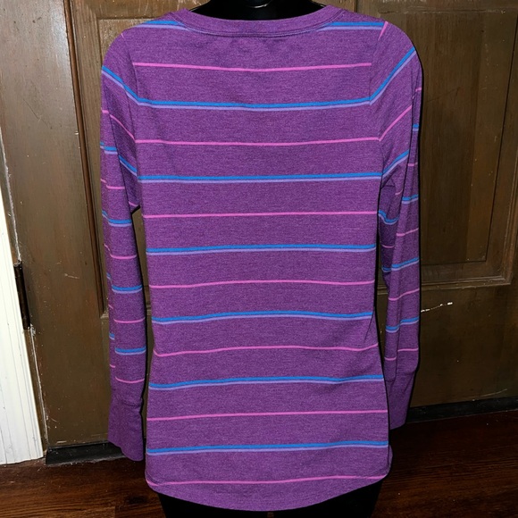 Mossimo Supply Retro Purple Pink Blue Stripe Long Sleeve Tee Size S/M - Picture 6 of 11